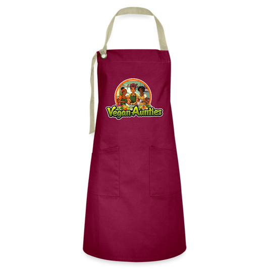Vegan Aunties Apron - burgundy/khaki