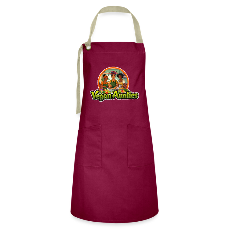 Vegan Aunties Apron - burgundy/khaki