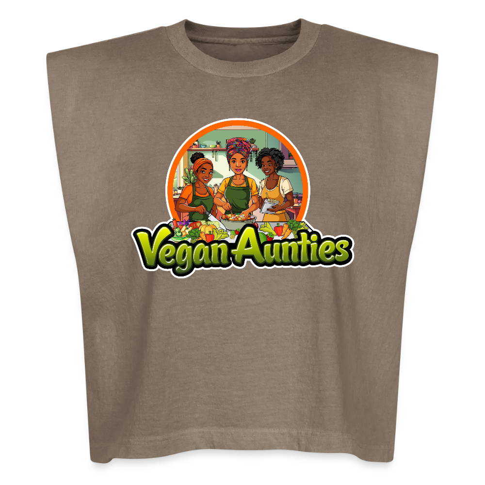 Vegan Auntie's Women's Muscle Tank - faded brown