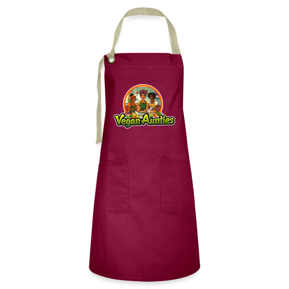 Vegan Aunties Apron - burgundy/khaki